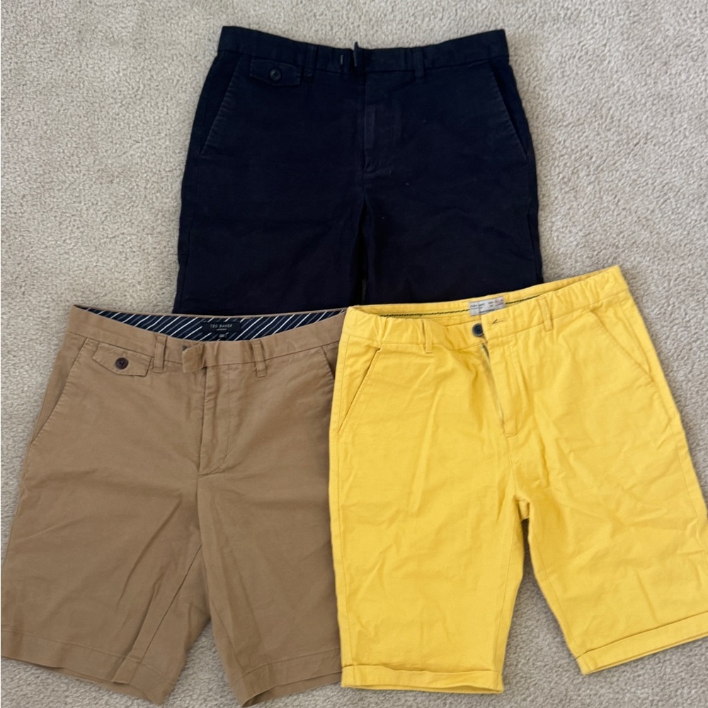 Men's Cotton Chino Shorts in Yellow, Tan & Black